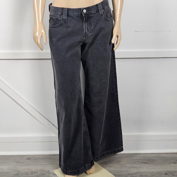 PacSun Sloane Ultra Baggy Jeans Womens 28 Washed Faded Black Wide Leg Low Rise - Picture 3 of 11
